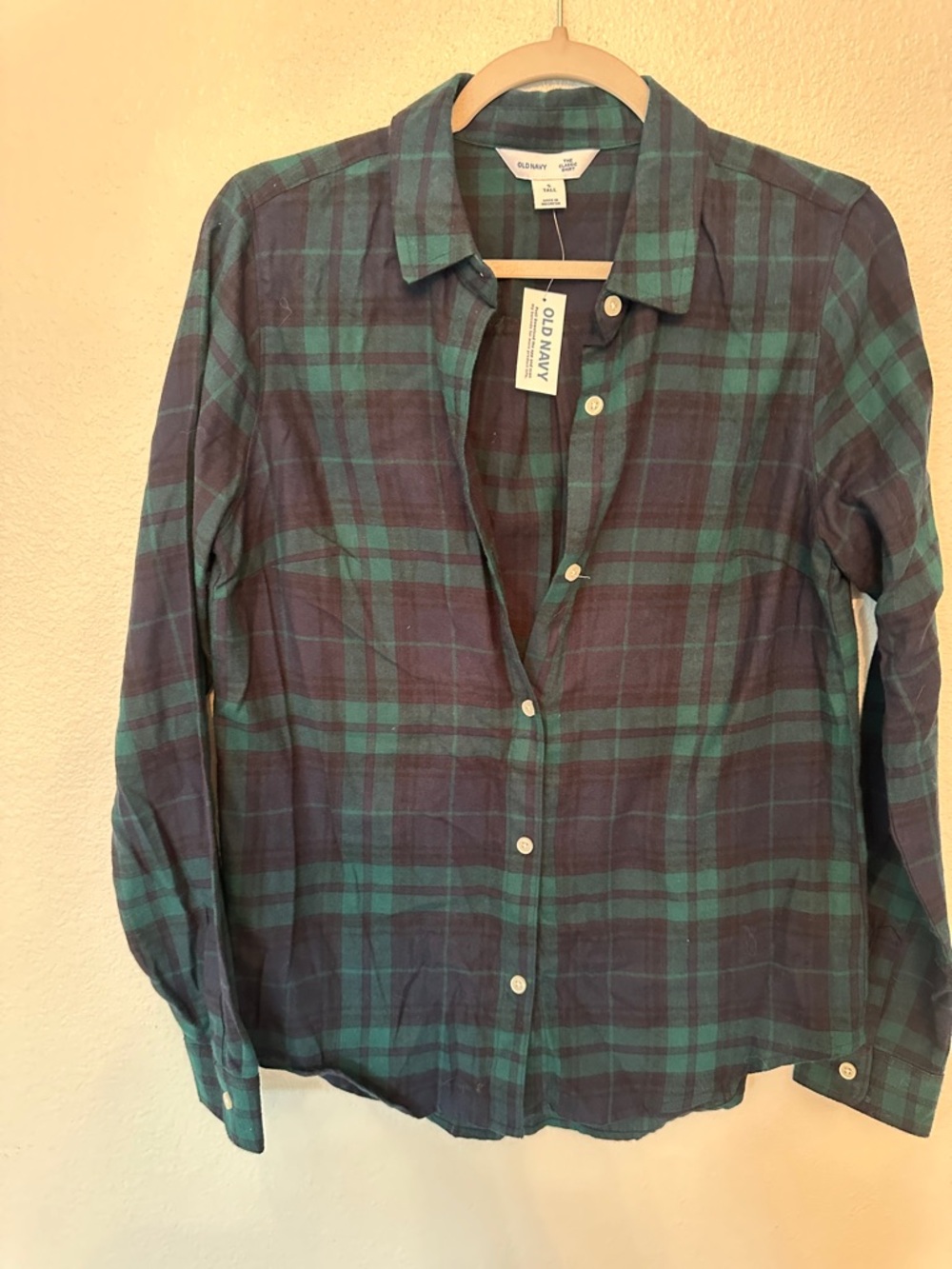 NWT Old Navy Teal & Navy Plaid Button-Down Shirt